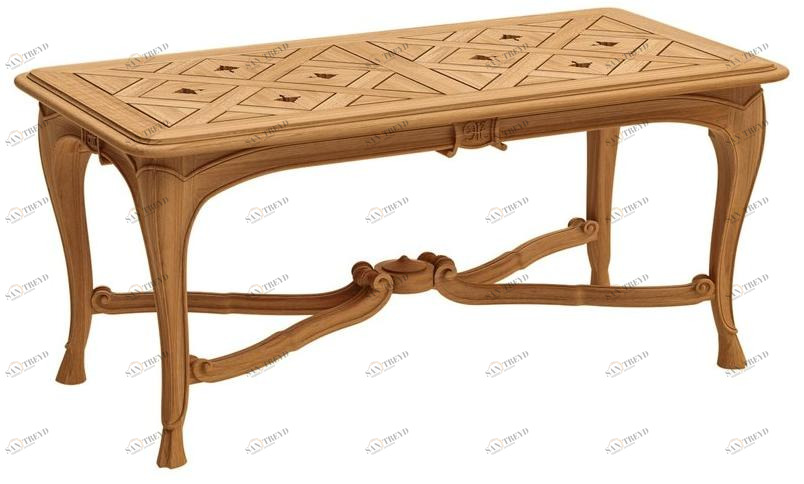 ASTELLO Прямоугольный садовый журнальный столик из тика Fleur de lys sun-id-1400897