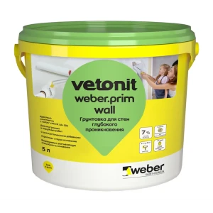 Грунтовка глубокого проникновения Vetonit Prim Wall для стен 5 л