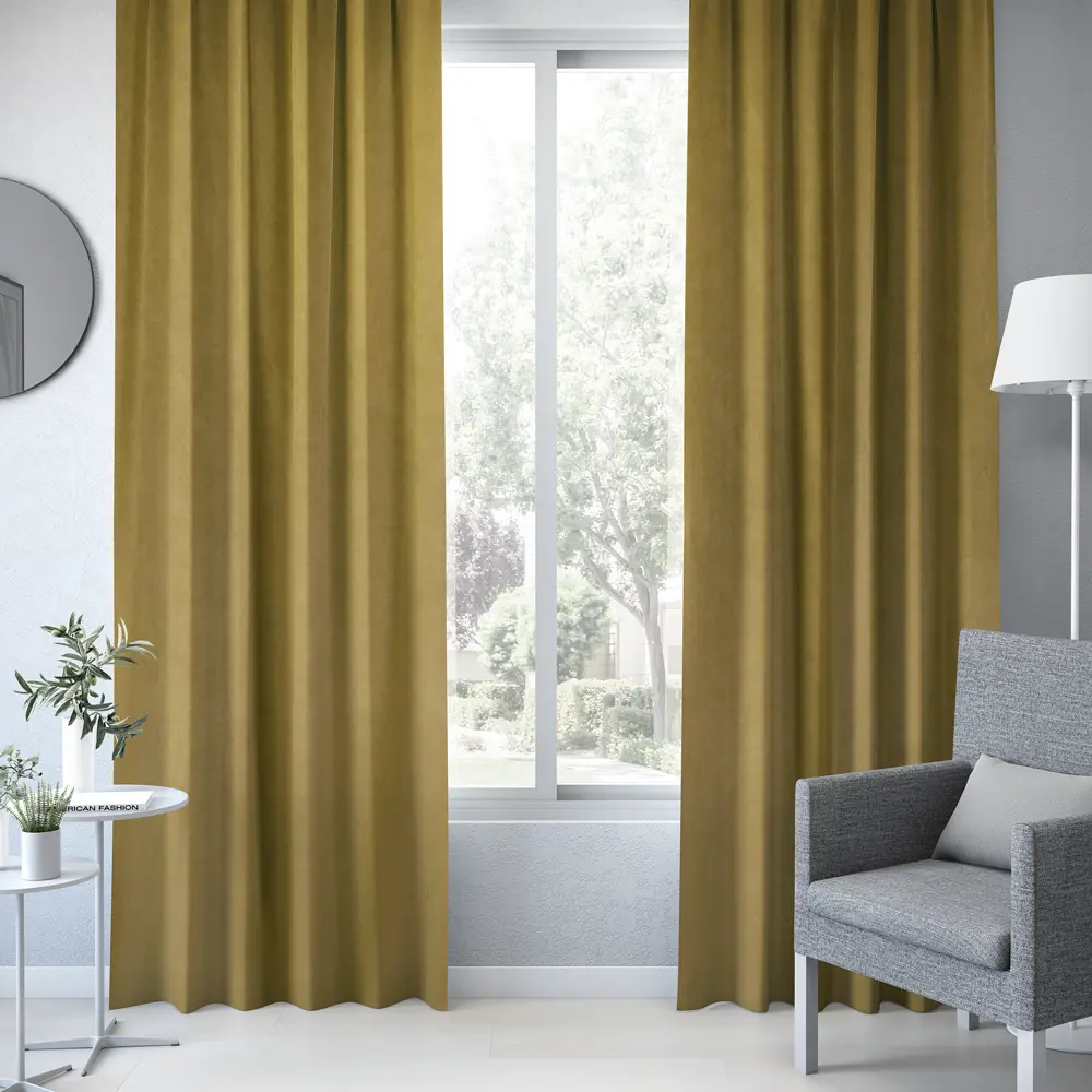 Штора на ленте Inspire Lirio 140x280 см цвет горчичный 88311174 STLM-2156065  - Вид №5