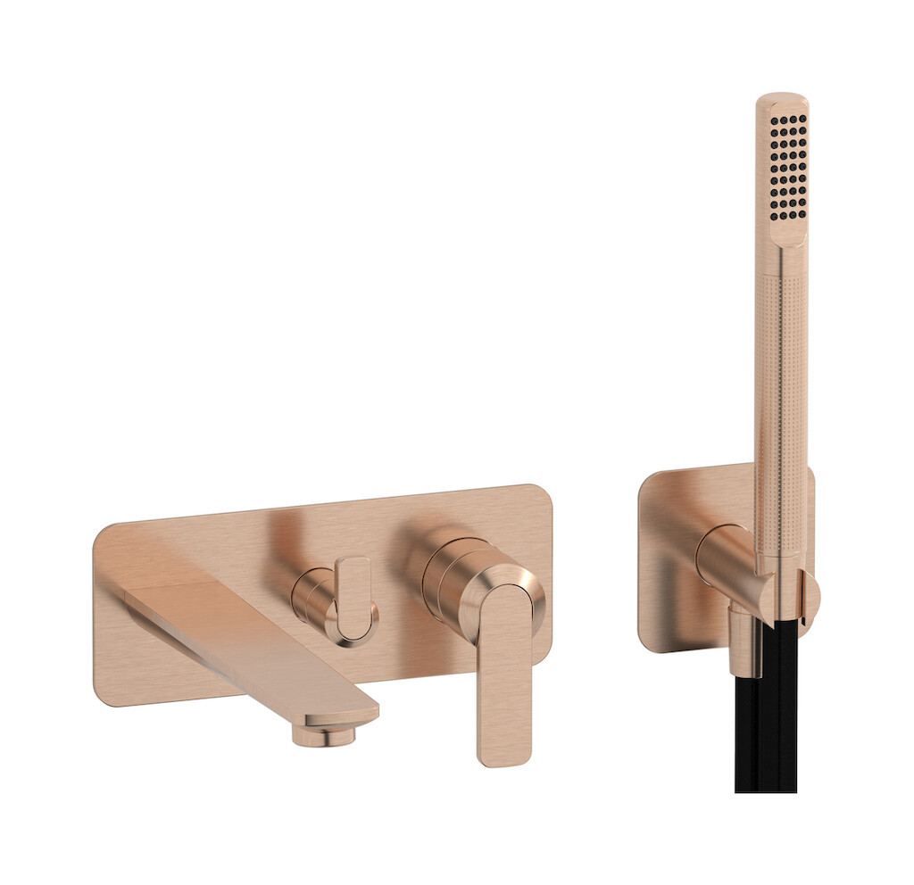 Настенный смеситель для ванны с изливом и отдельным душем WE ARE IB c6498sr Brushed Rose Gold C-67