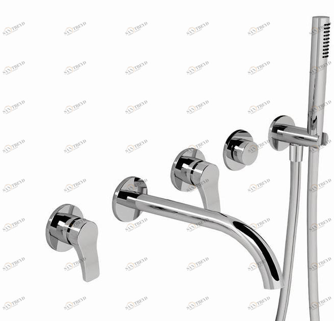ABOUTWATER Настенный комплект для ванны с 5 отверстиями и ручным душем Al/23 sun-id-1478745