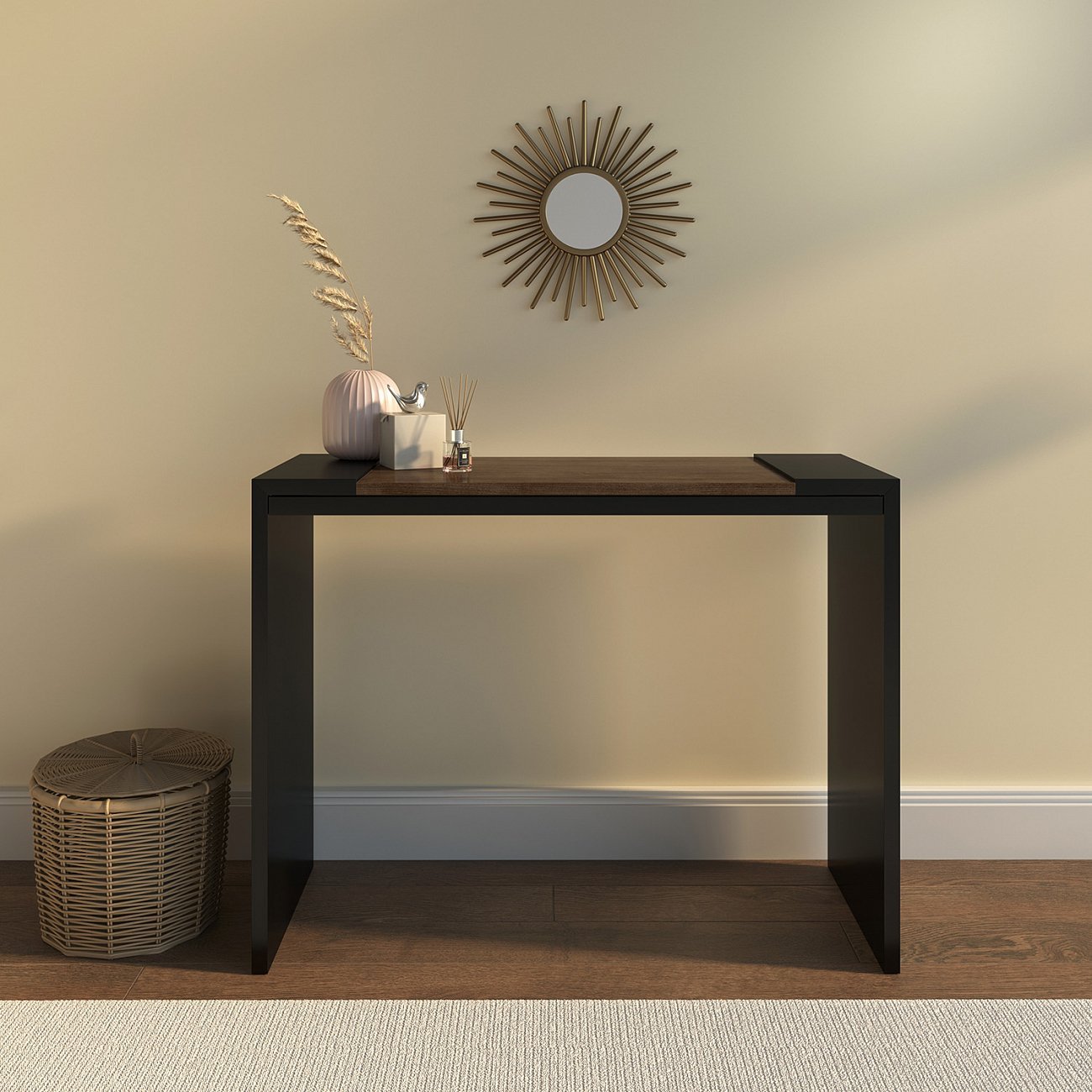 Консоль с дубовой столешницей 100х70 см черная Mos BRAGIN DESIGN  00-3879371 Черный  - Вид №1