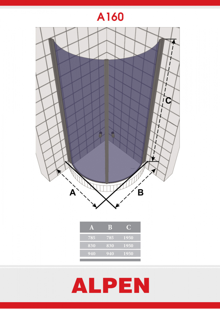 Душевая шторка ALPEN A160-80 A160N-80 - Вид №1