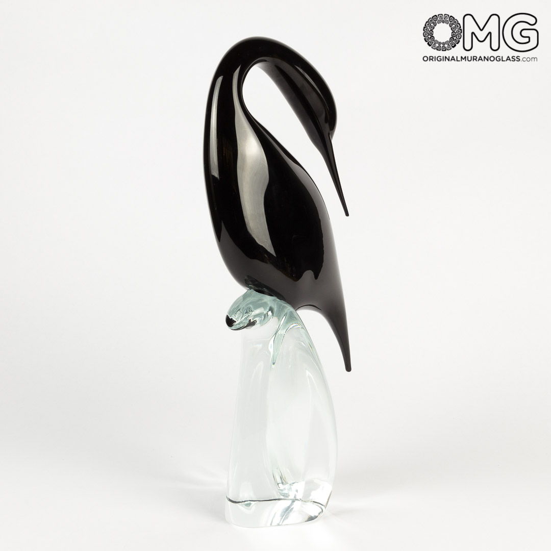 2895 ORIGINALMURANOGLASS Скульптура - Чёрная цапля - самка - муранское стекло OMG 19 см  - Вид №1