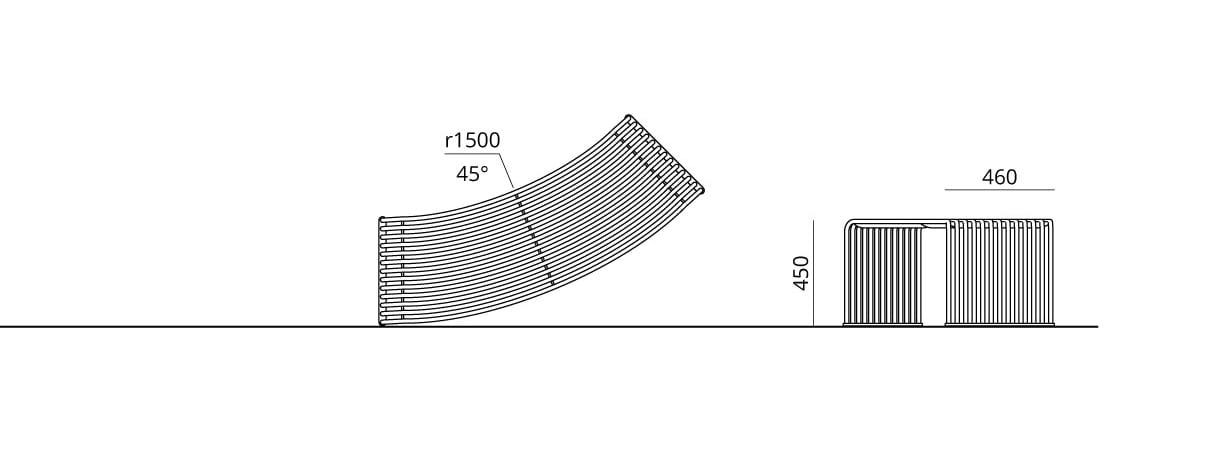 Металлическая изогнутая скамья без спинки Urbantime Zeroиндексы.015 ARCH-00093350 - Вид №4
