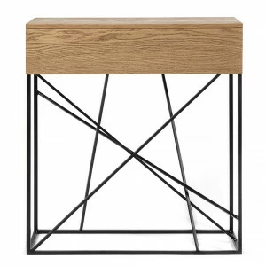 Консоль черная узкая с деревянной столешницей Wilson line box INTELLIGENT DESIGN  261077 Бежевый;черный