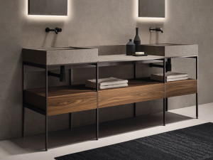 Двойная раковина из орехового дерева со встроенной раковиной