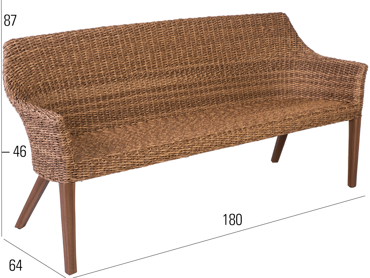 94.00.0312 Тортуга Скамья Twist натуральная / борнео 3-х местная Mbm Tortuga - Вид №2