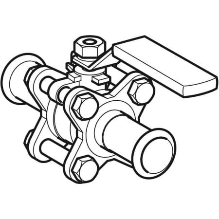 GEBERIT 92108 Шаровой кран Geberit Mapress из нержавеющей стали с рукояткой, с двумя пресс-соединениями  - Вид №1