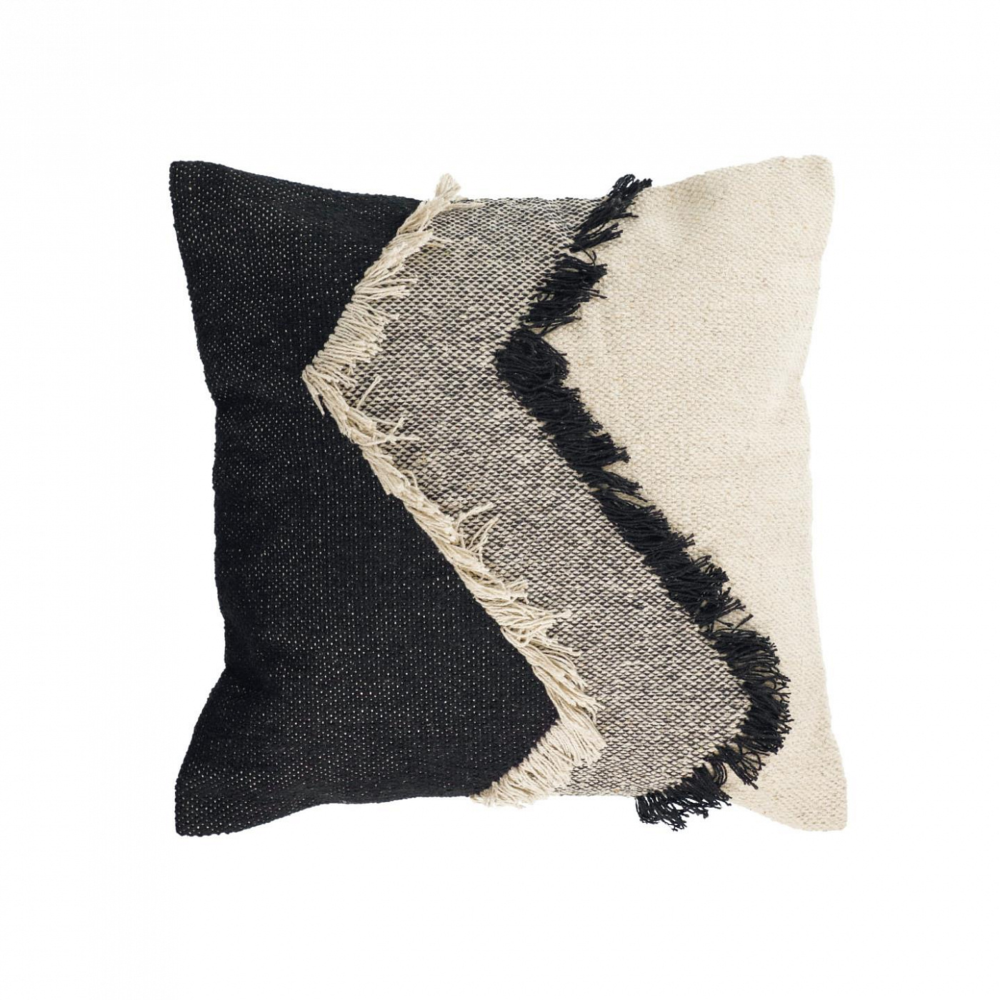 108093 Наволочка из 100% хлопка с черно-белой бахромой 45 x 45 см La Forma Margarite  - Вид №1