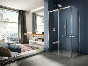 Provex Industrie Угловая душевая кабина из закаленного стекла с раздвижной дверцей Soft