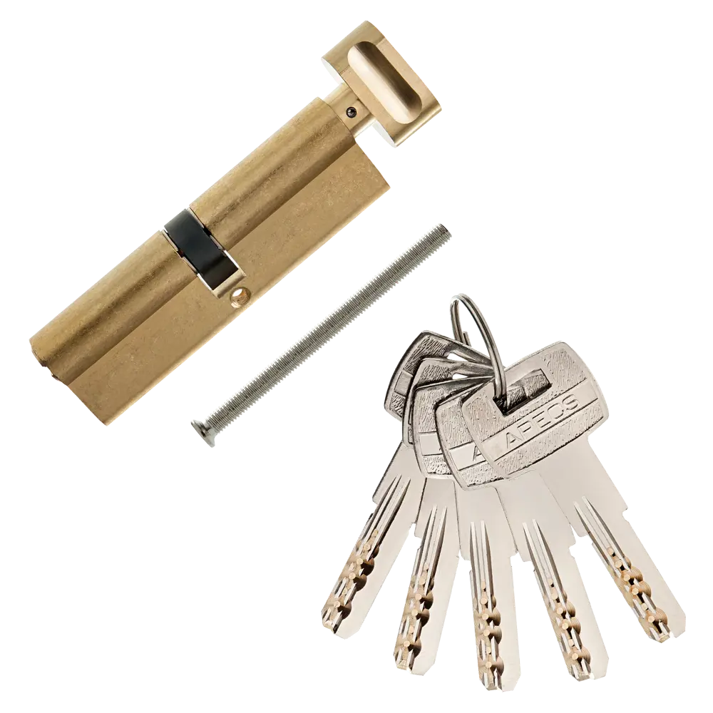 Цилиндр Apecs SM-100-C-G, 50x50 мм, ключ/вертушка, цвет золото ЦИЛИНДР APECS SM-100-C-G КЛ-ВЕРТ STLM-2005808 - Вид №1