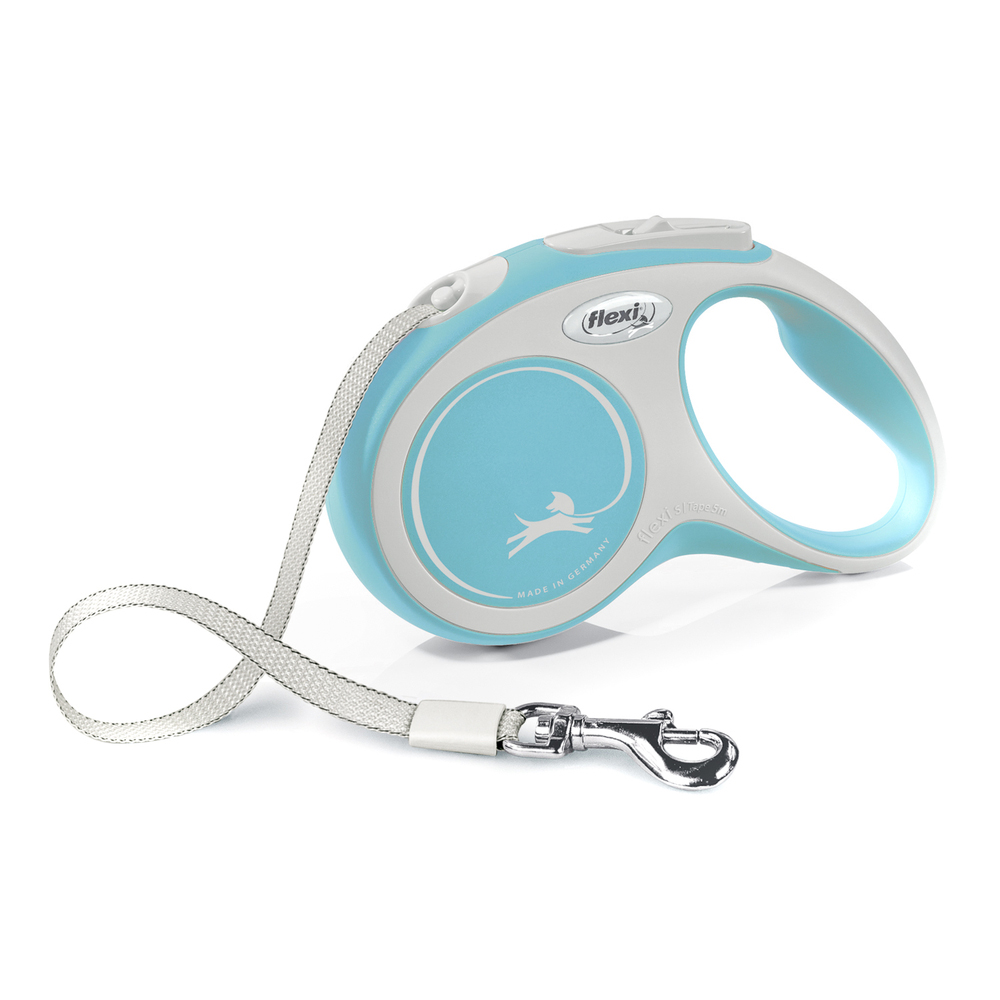 ПР0059072 Рулетка для собак NEW LINE Comfort S (до 15кг) лента 5м серый/голубой Flexi 