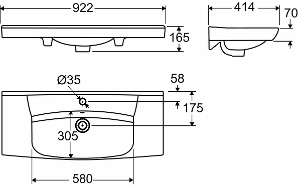 15382 Накладная раковина на столешницу  прямоугольная IFO  - Вид №1