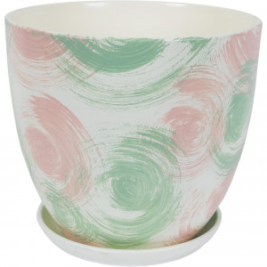 82116428 Горшок цветочный ø26 h24 см v8.5 л керамика бежевый/розовый/мятный Помпадур