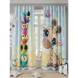 91711032 Комплект штор на шторной ленте Comfy Way Эбриос 150x260 см цвет голубой STLM-1019923