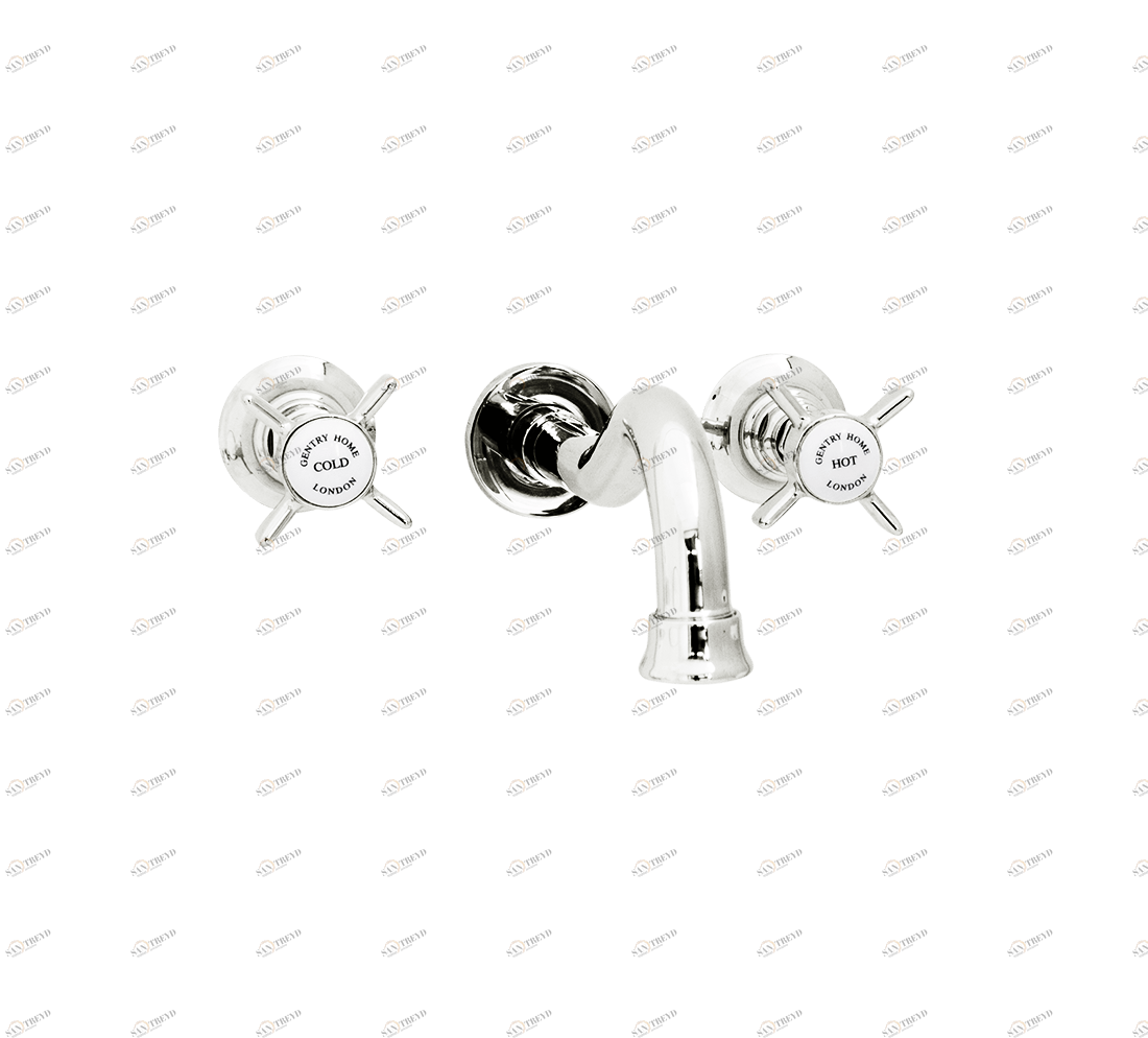 Gentry Home Смеситель для раковины Style на три отверстия с всплывающей пастой Ascot Никель GH100776 