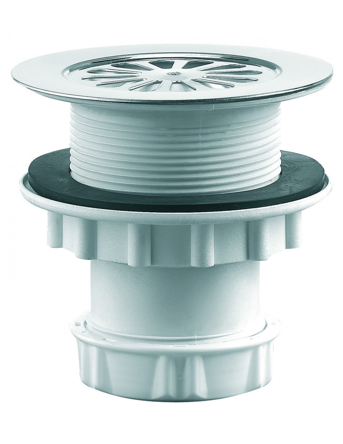 575100 000 00  Сифон для душевого поддона Д. 60 мм, диаметр решетки 85 мм, выход вертикальный, нержавеющая сталь Valentin Хром 