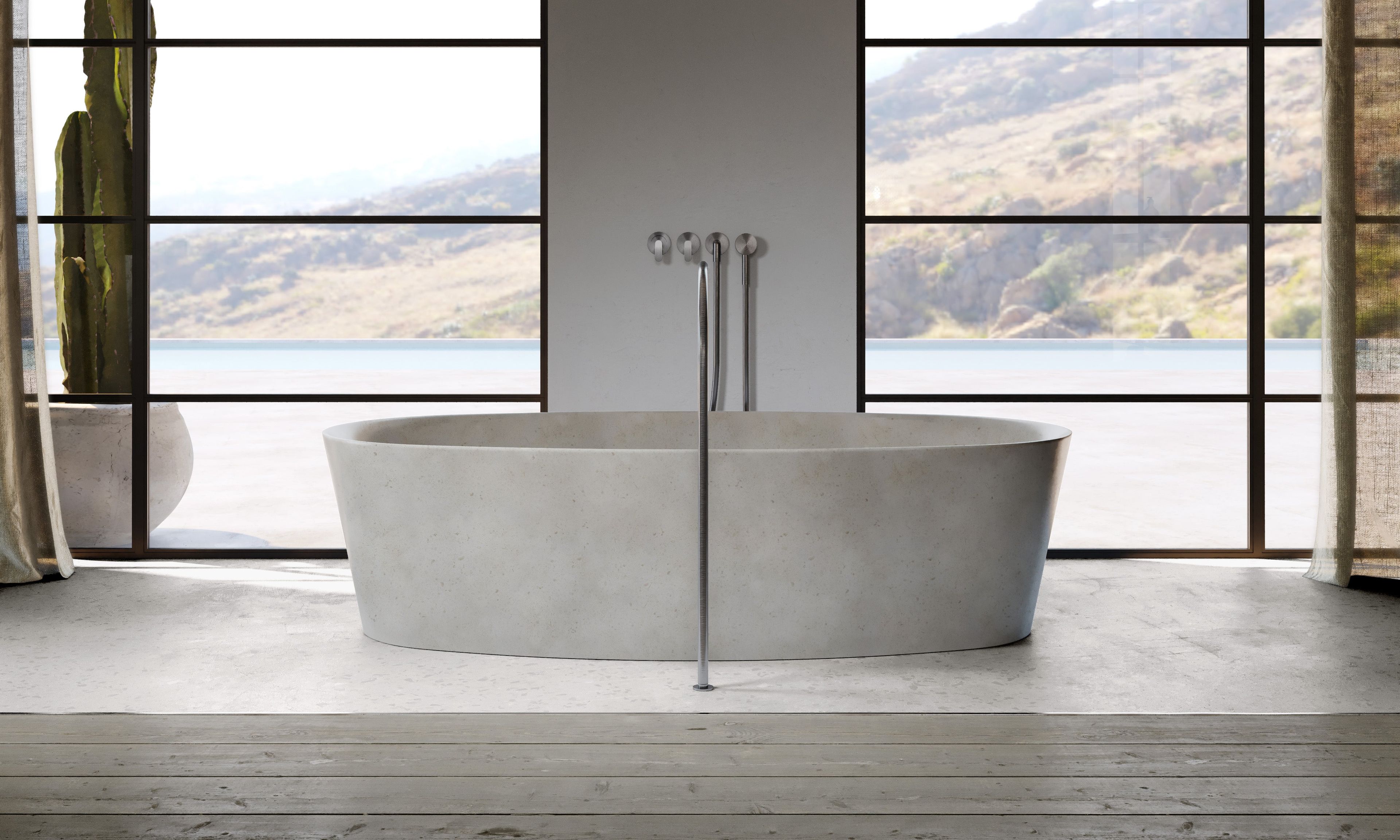 Мраморная овальная ванна в центре комнаты COCOON Maison ARCH-00047825 - Вид №8