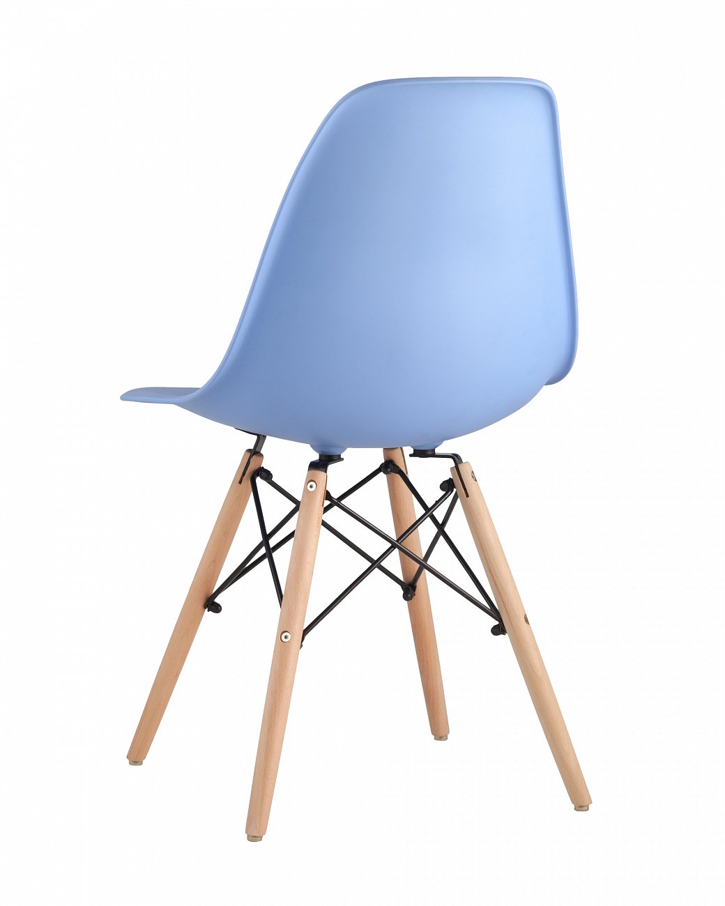 Стул со спинкой голубой с деревянными ножками Eames EAMES ДИЗАЙНЕРСКИЕ, EAMES DSW 00-3882016 Голубой  - Вид №3