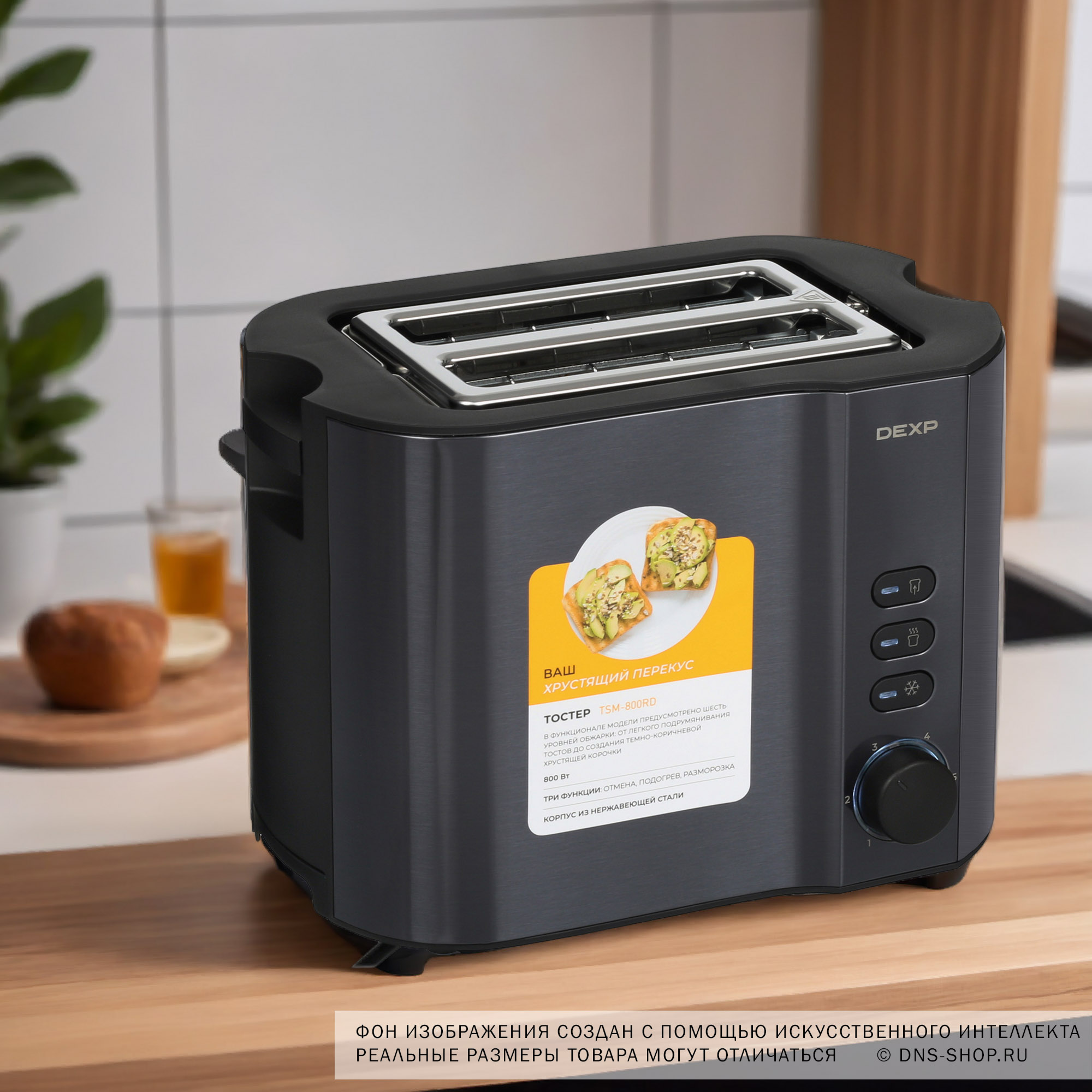 9017687 Тостер DEXP TSM-800RD серый STDN-0066795 - Вид №10