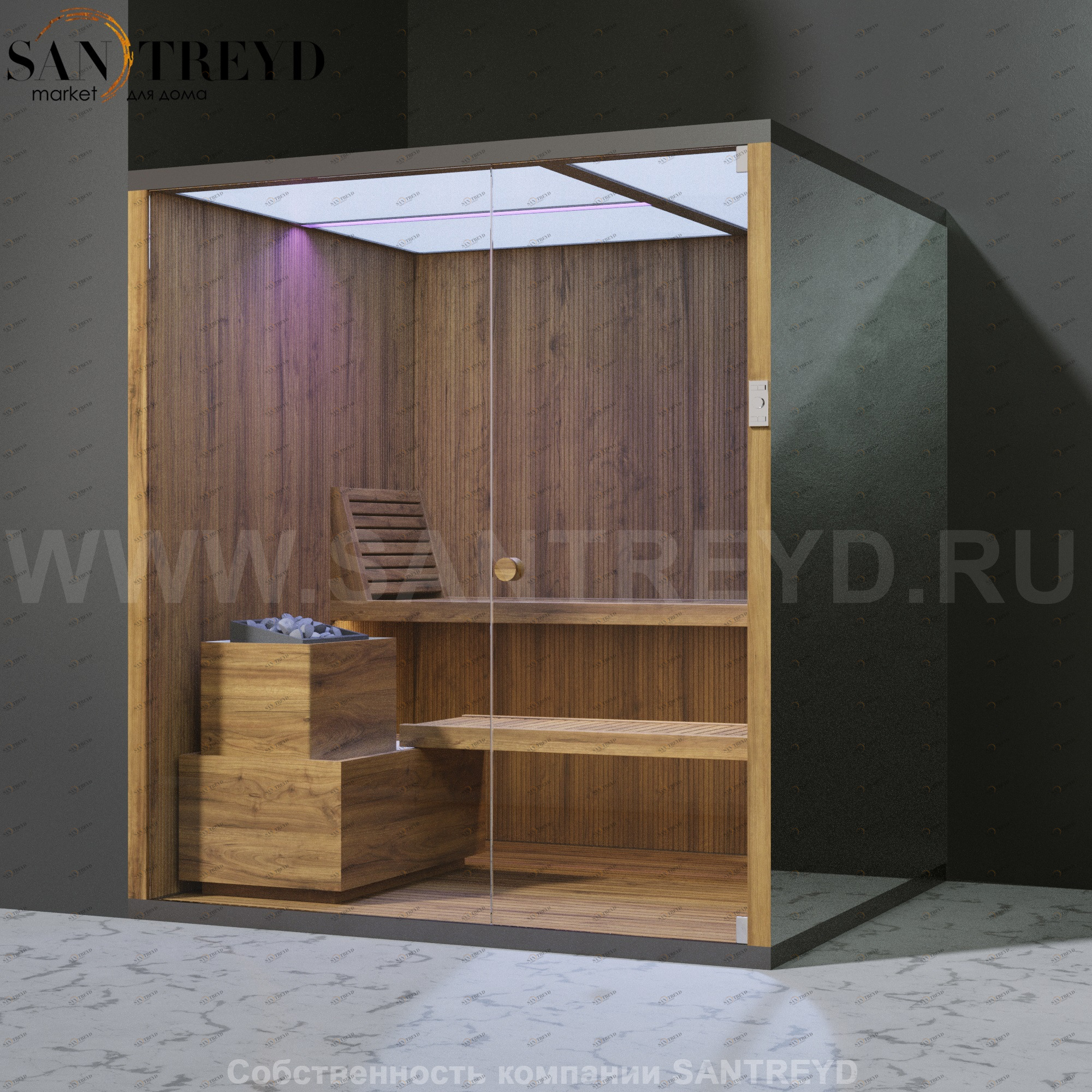 Effegibi BODYLOVE S BL20200005 Сауна. Установка: в левый угол. Мощность: 8 кВт макс. Размеры: длина 200 см, ширина 176 см. Отделка: термообработанная древесина и зеркало.