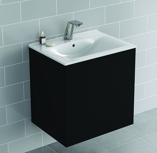 9751373111 IDO Elegant напольный шкаф для мебельной раковины с двумя ящиками, W = 900 мм, W1 = 910 мм, темно-серый - Вид №2