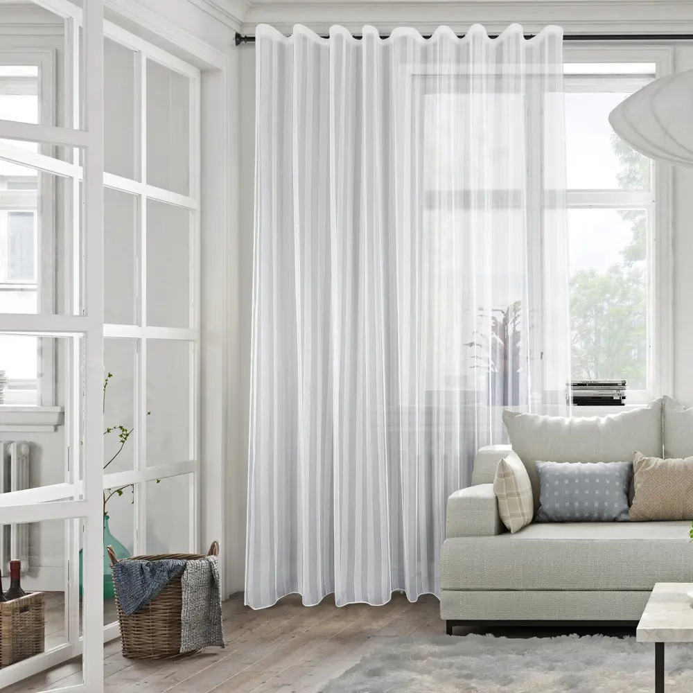Тюль на ленте для кухни Арника 300x280 см полоска цвет экрю 88054267 STLM-2110195 MIAMOZA 