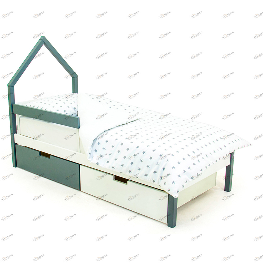 Детская кровать-домик мини Svogen графит, белая БЕЛЬМАРКО  326850 Белый;серый Santreyd 