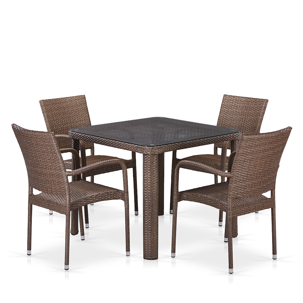 T341B/Y376-W773-90x90 4Pcs Brown Комплект плетеной мебели Afina 