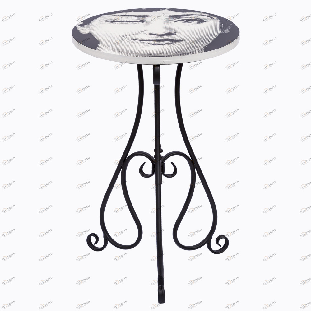 Кофейный столик круглый черно-белый с рисунком 50 см "Намек" Fornasetti BYOBJECT FORNASETTI 014302 Белый;черный Object Desire 