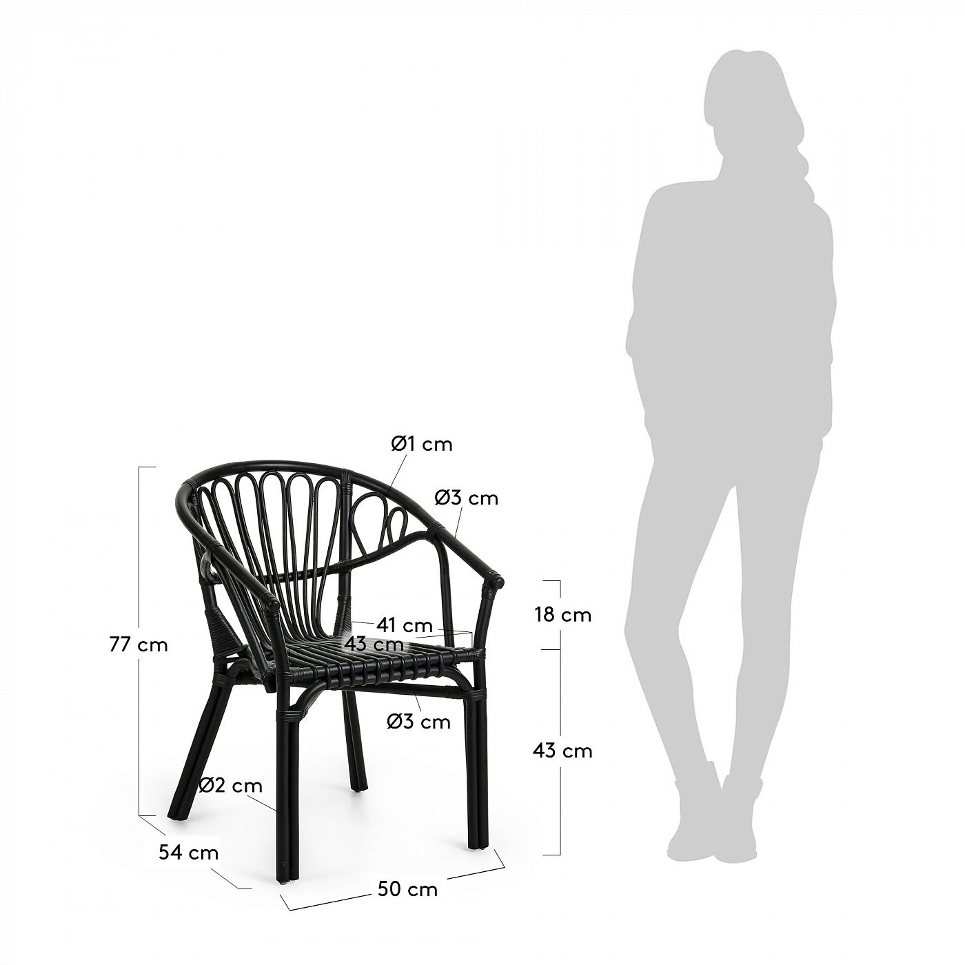 065211 Кресло Corynn из ротанга черное La Forma Ganga  - Вид №4