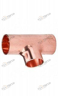 15130221822 SANHA 5130 тройник ВП, медь  22x18x22 мм 