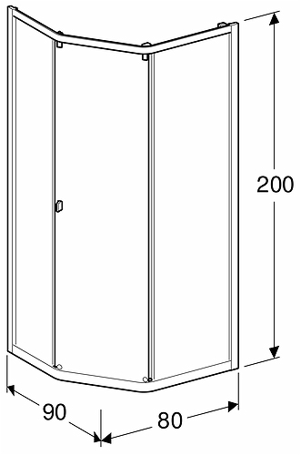 4983016101 Душевая стенка IDO Showerama 8-3 для пятиугольного душа, 1000x1000 мм  - Вид №4