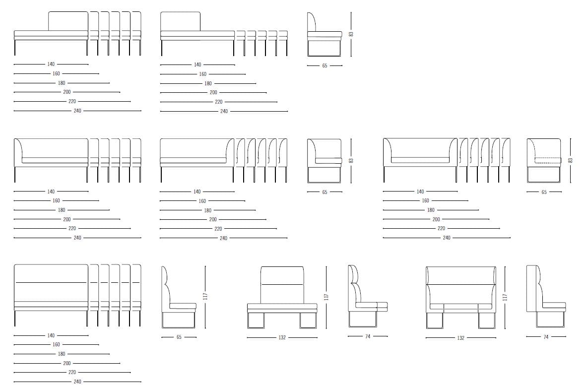 Модульная скамья из ткани COR Mell ARCH-00028043 - Вид №13