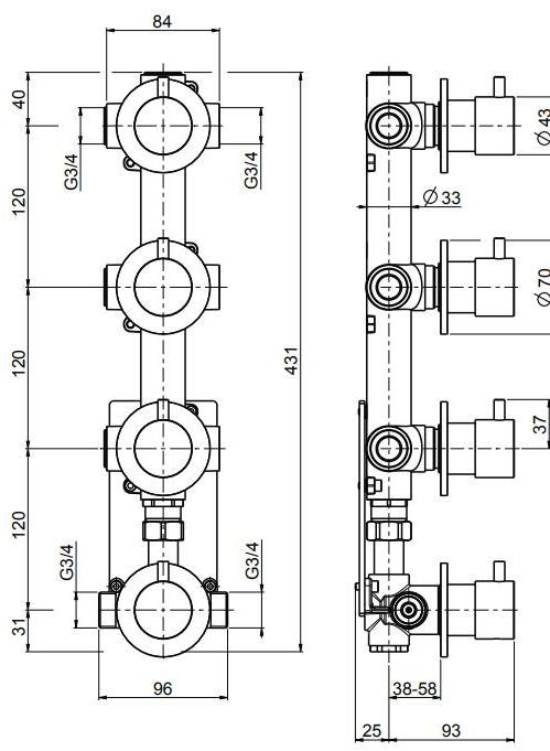 Quadrodesign Смеситель для ванны на 4 отверстия Ottavo sun-id-1407901 - Вид №2