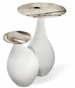 HESSENTIA - Cornelio Cappellini Круглый керамический журнальный столик с мраморной столешницей