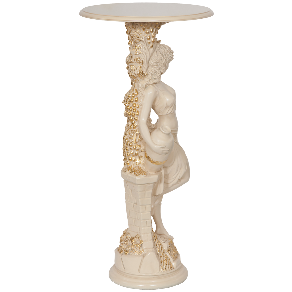 13055 BOGACHO Подставка декоративная Девушка с кувшином Айвори мрамор / ЛМДФ 11486  - Вид №6