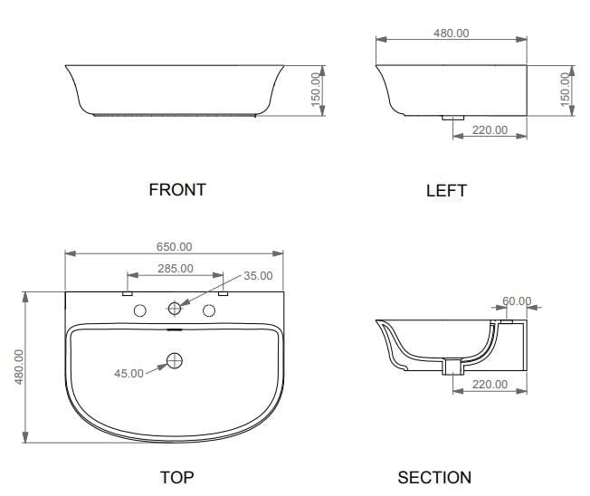 Керамическая подвесная раковина GSG Ceramic Design Flut ARCH-00062679 - Вид №6