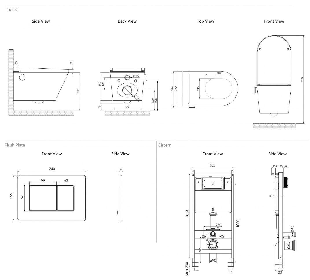 Керамический подвесной туалет для биде с ручным душем без бриды LUSSO INTELLISMART ARCH-00043743 - Вид №16