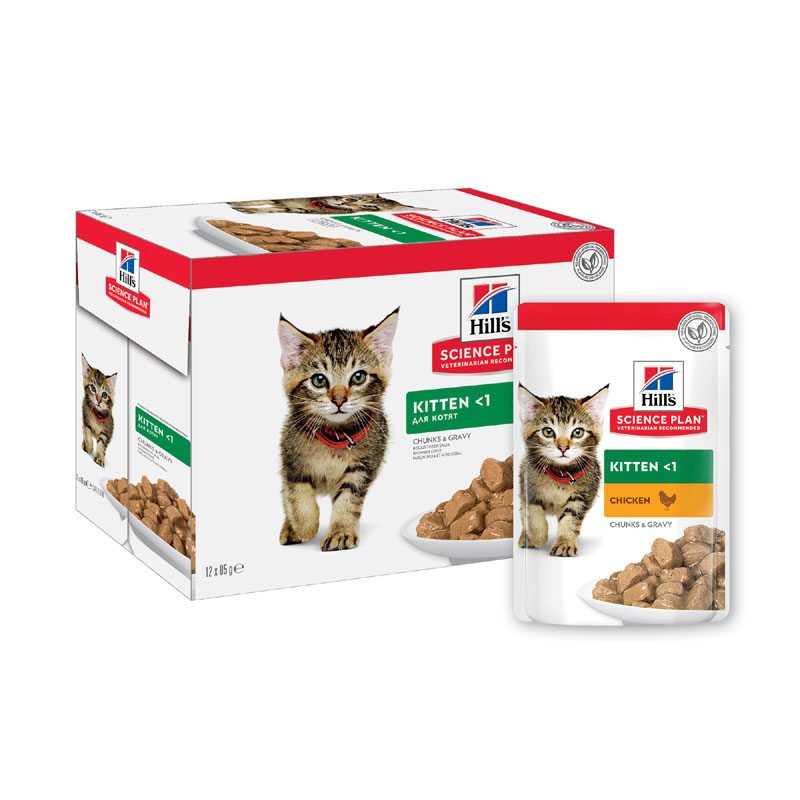 ПР0023410*12 Корм для котят Hill"s Science Plan курица кусочки в соусе конс. пауч 85г (упаковка - 12 шт) Hill's 