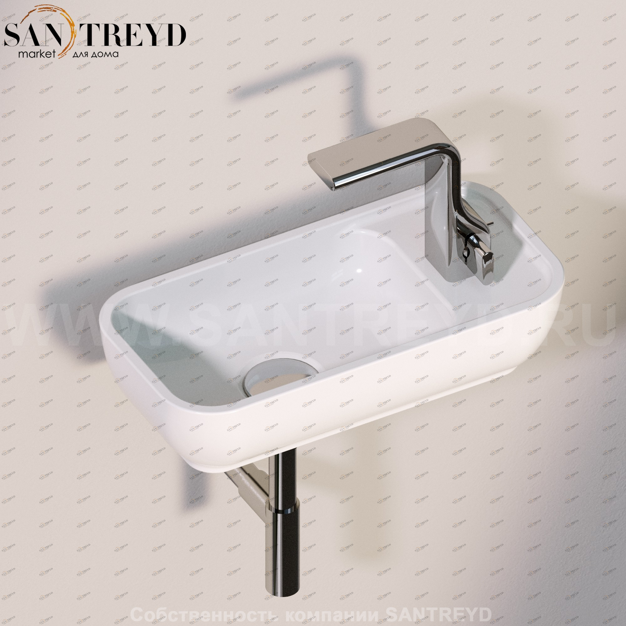 PS40LD9016 Подвесная раковина настенная прямоугольная Ceramica Flaminia Pass белая