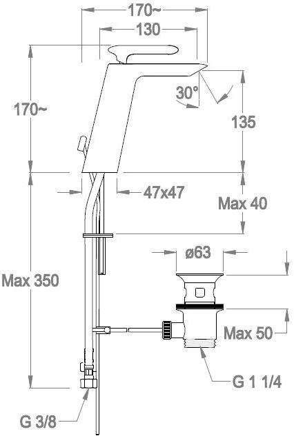 Fir Italia Смеситель для умывальника, однорычажный Dynamica 88 8815335 - Вид №1
