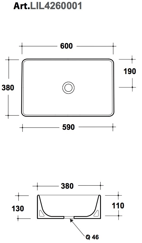 Lil4250001 / lil4260001 Накладная раковина на столешницу  овальная Olympia Ceramica LAVABI D'ARREDO - Вид №5