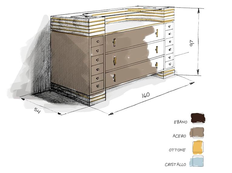 Деревянный комод с хрустальной столешницей Roman & Co Максвелл ARCH-00119535 - Вид №1
