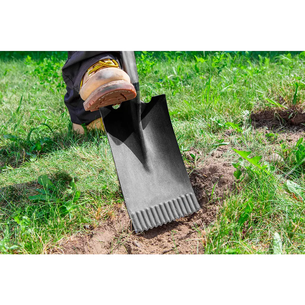 Лопата штыковая прямоугольная Verto 116 см сталь с черенком и зубьями STLM-2112315 - Вид №3