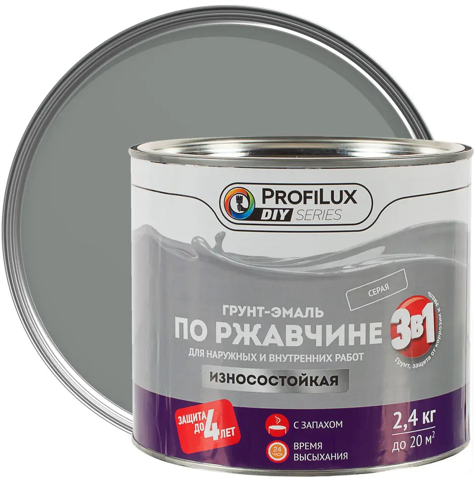 18534393 Грунт-эмаль по ржавчине 3 в 1 Profilux гладкая цвет серый 2.4 кг STLM-0011147