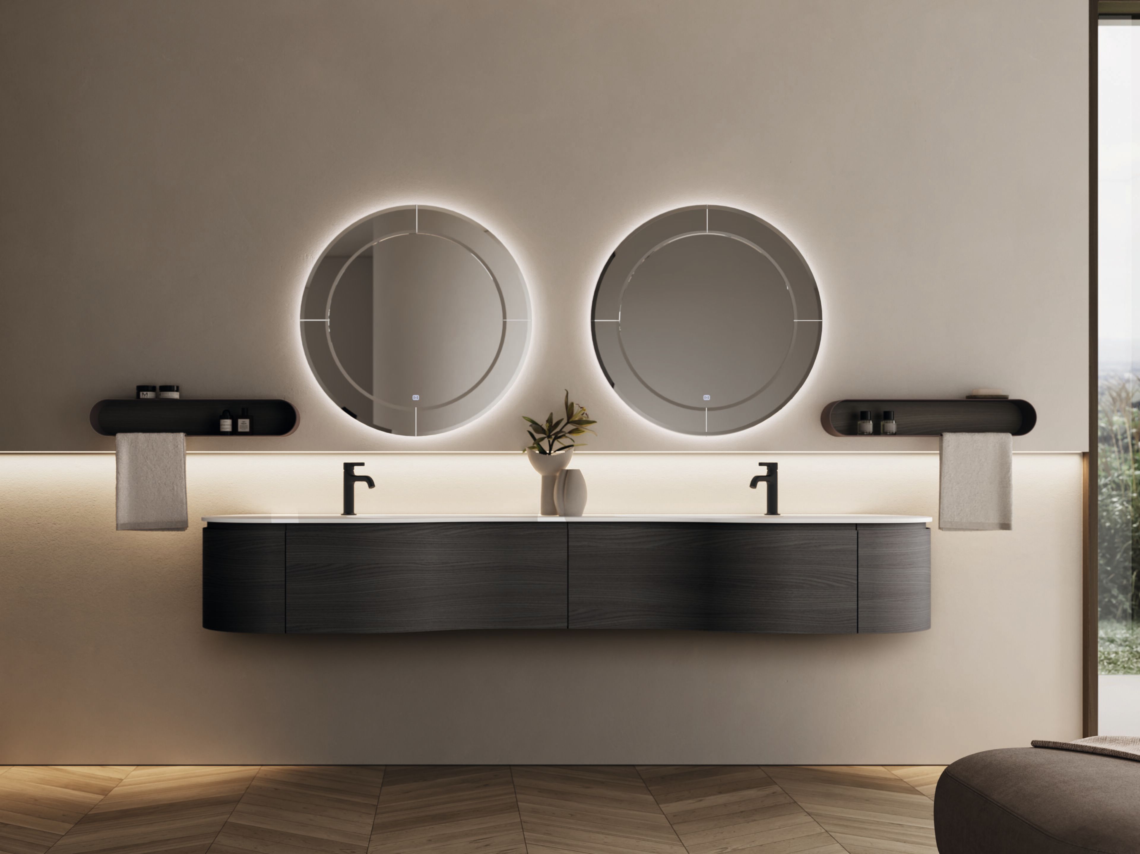 Двойной подвесной туалетный столик с зеркалом Ideagroup Seventy Form ARCH-00014054