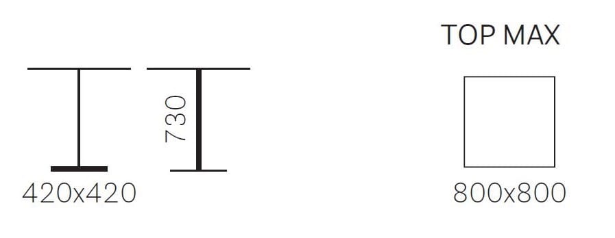 Высокий квадратный стальной стол для контракта Pedrali Lunar ARCH-00001305 - Вид №1