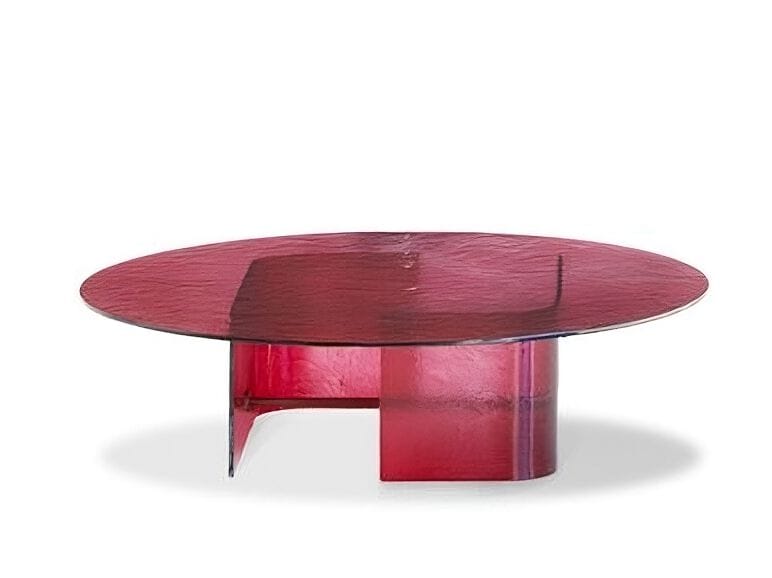 Стеклянный низкий круглый журнальный столик Potocco Double L Glaze ARCH-00041001